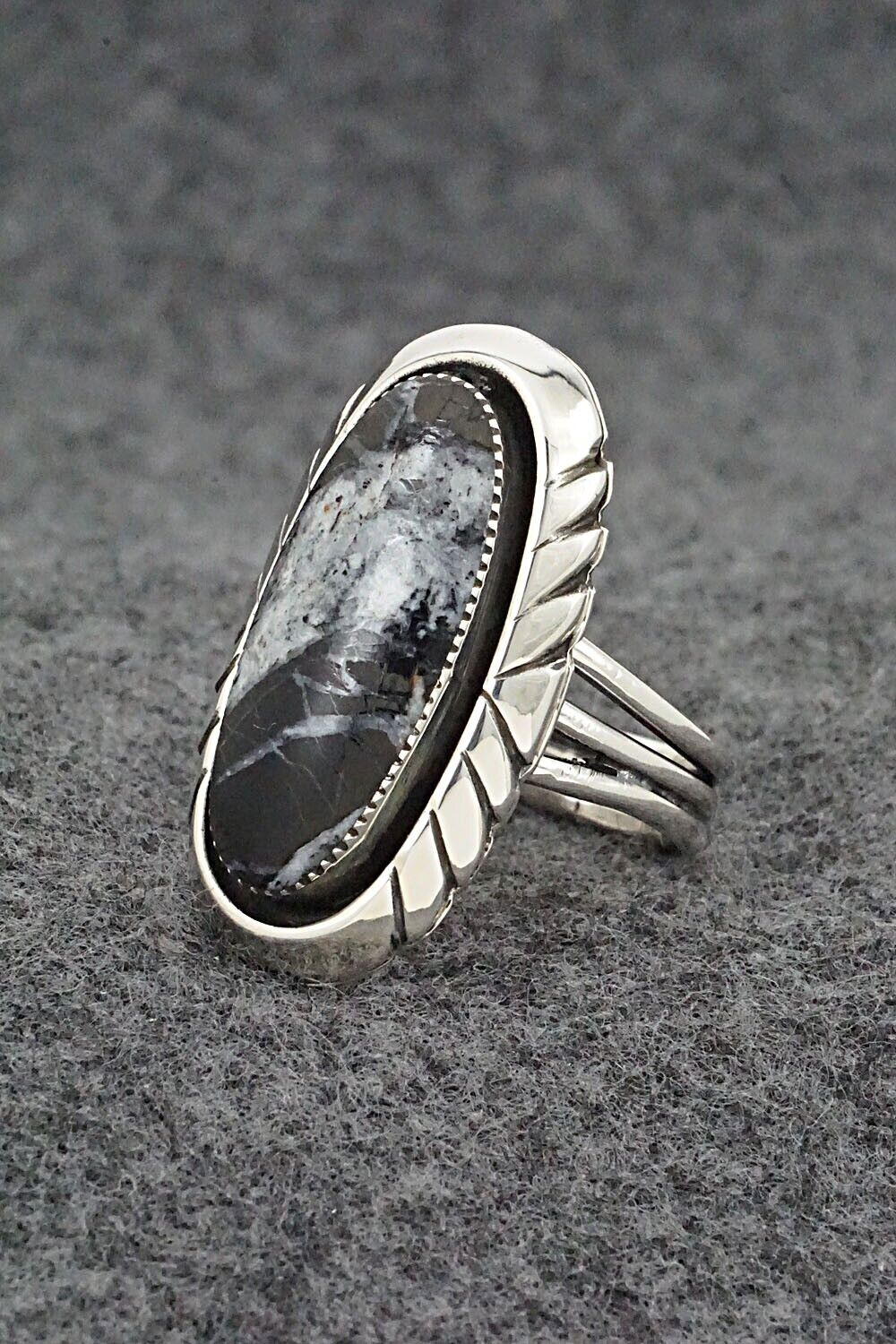 White Buffalo & Sterling Silver Ring - Myra Benally - Size 7.5