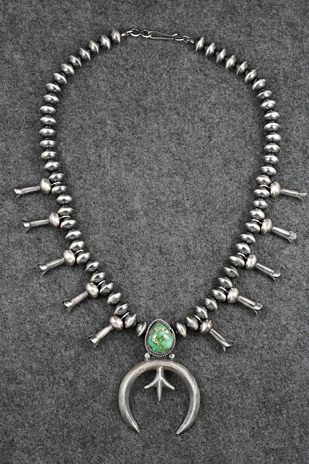 Turquoise & Sterling Silver Squash Blossom Necklace - Presley Haley