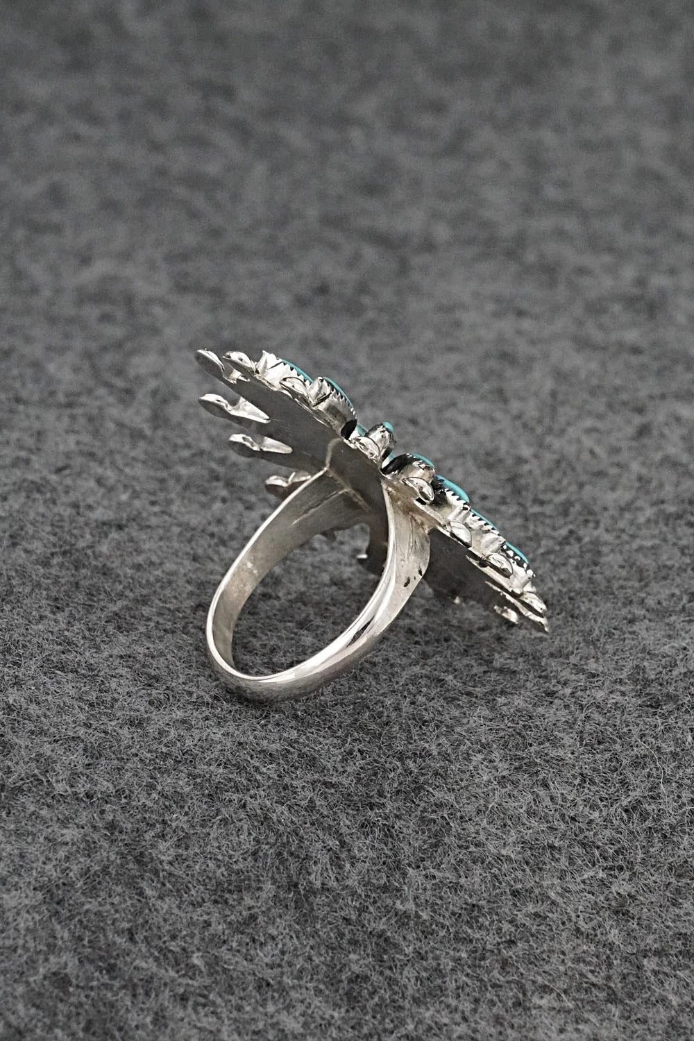 Turquoise & Sterling Silver Ring - Jack Etsate - Size 7.5