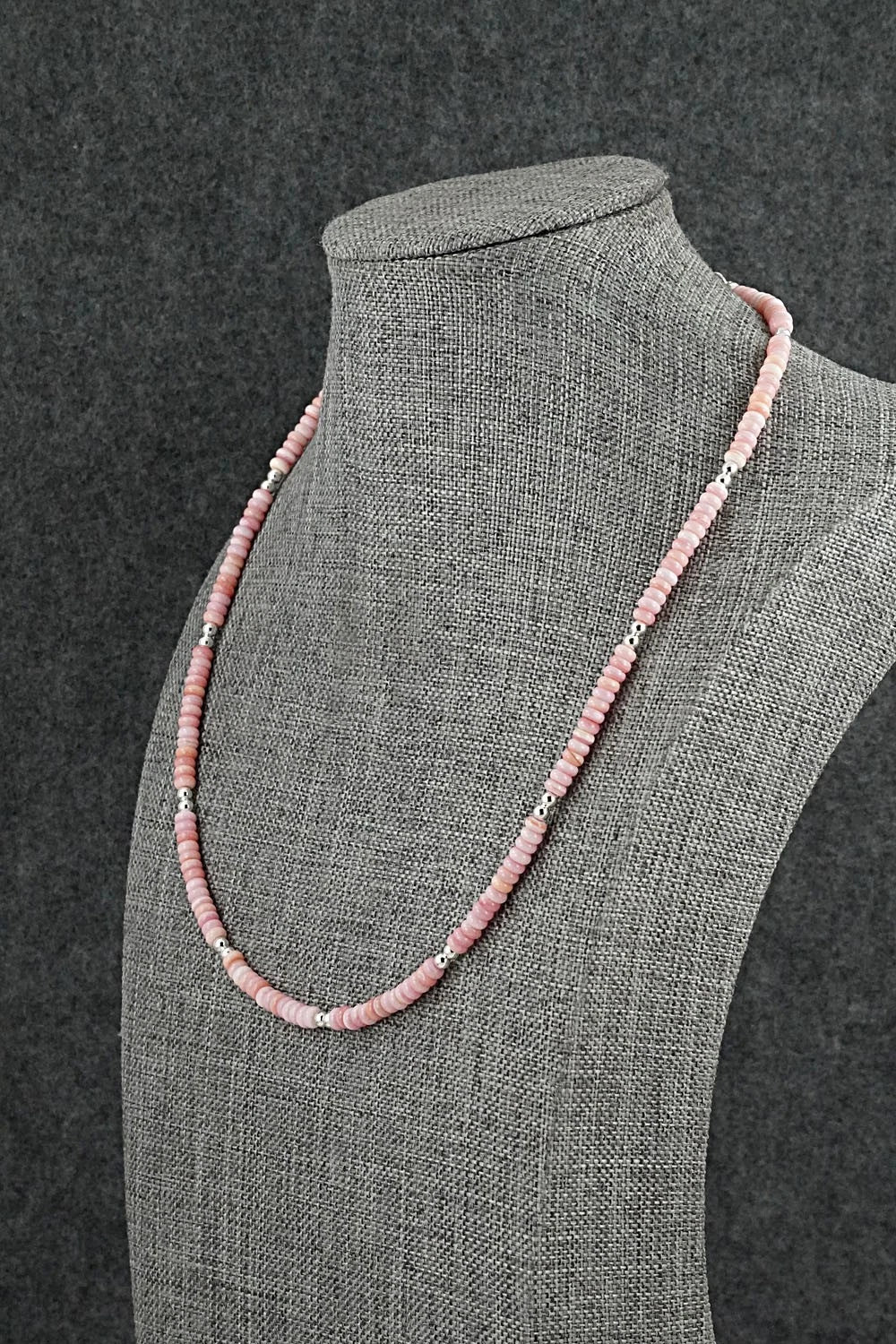 Pink Conch & Sterling Silver Necklace 18" - Doreen Jake