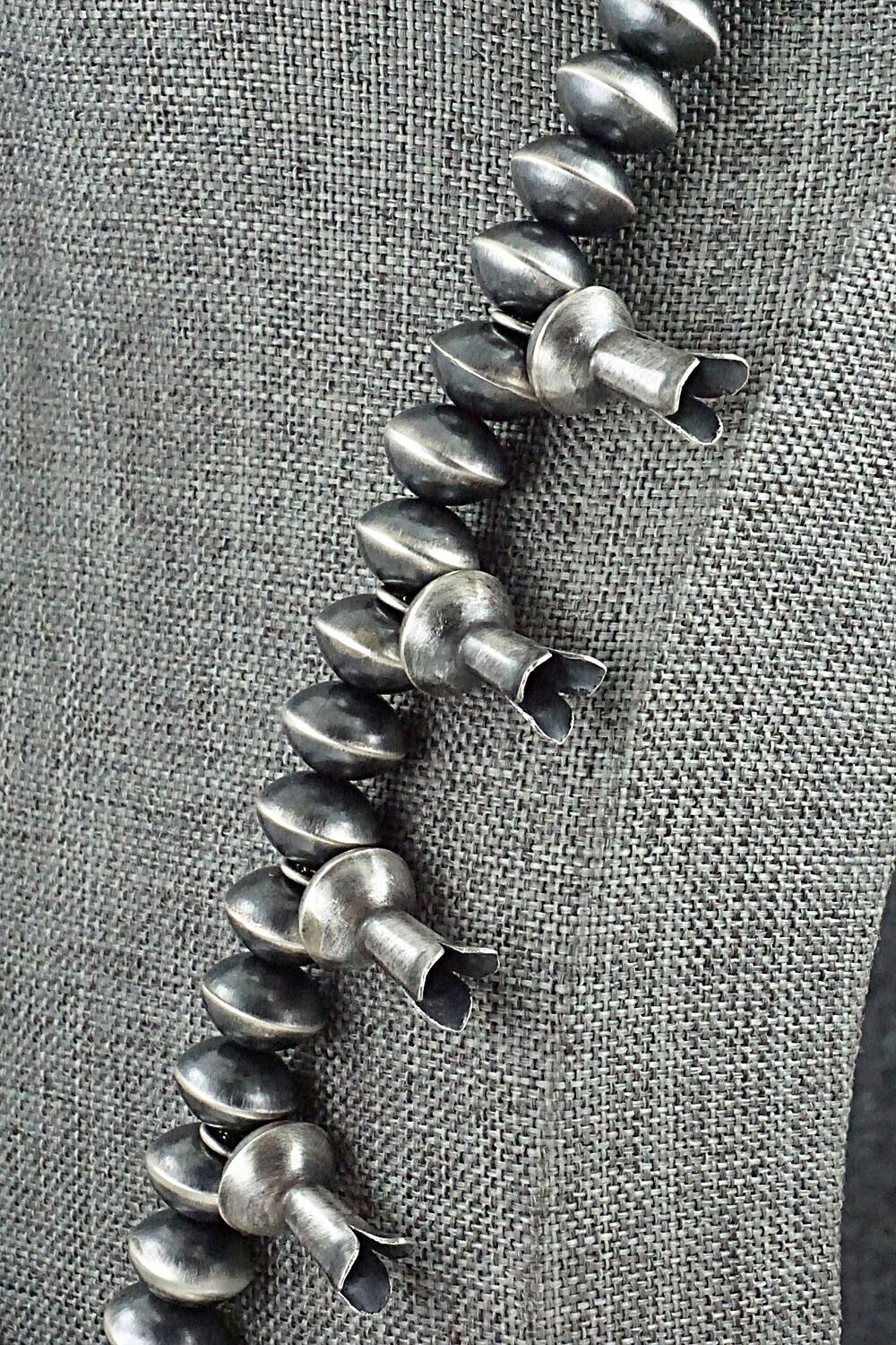 Sterling Silver Navajo Pearl Squash Blossom Necklace - Presley Haley