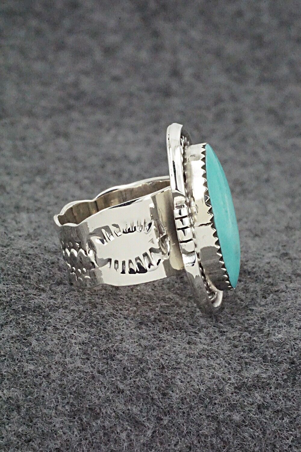 Turquoise & Sterling Silver Ring - Sheena Jack - Size 7.25