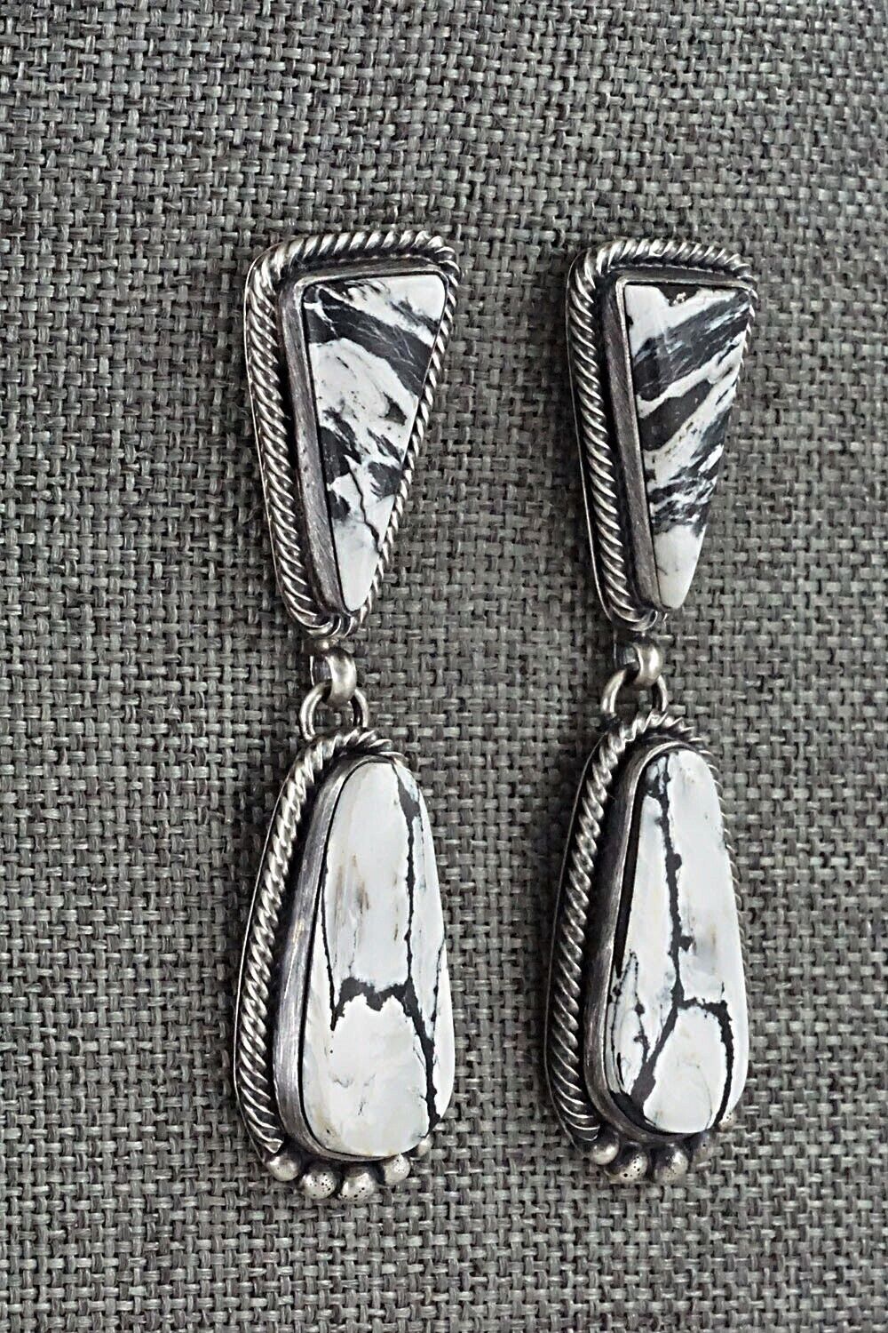 White Buffalo & Sterling Silver Earrings - Angela Martin