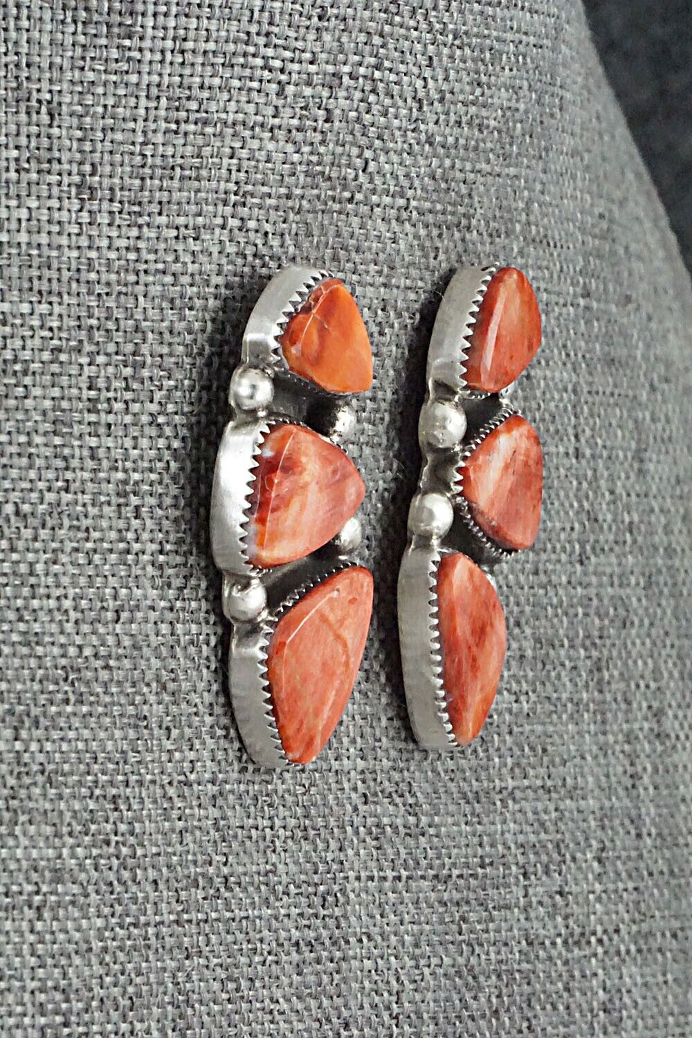 Spiny Oyster & Sterling Silver Earrings - Selina Warner