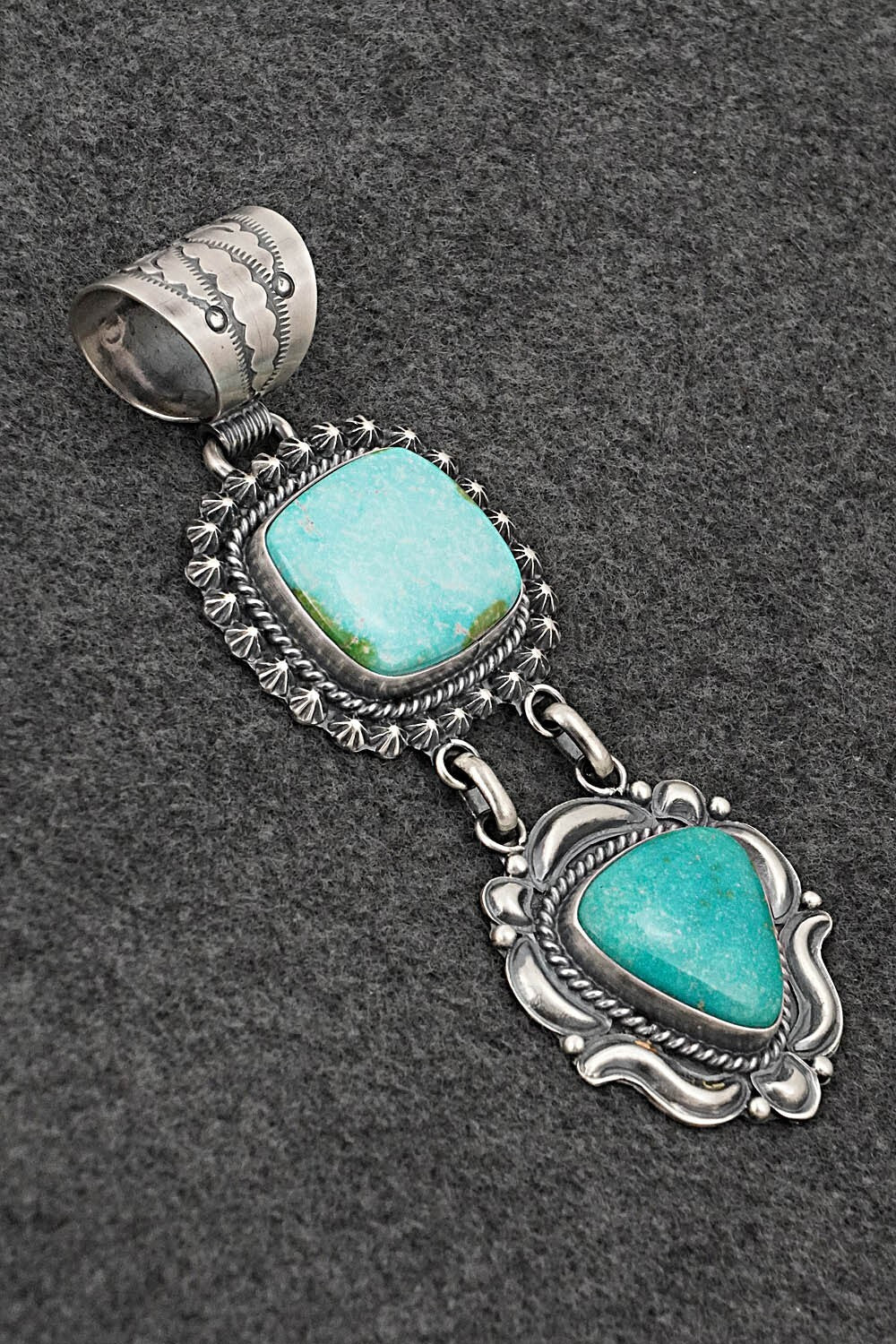 Turquoise & Sterling Silver Pendant - Raymond Delgarito