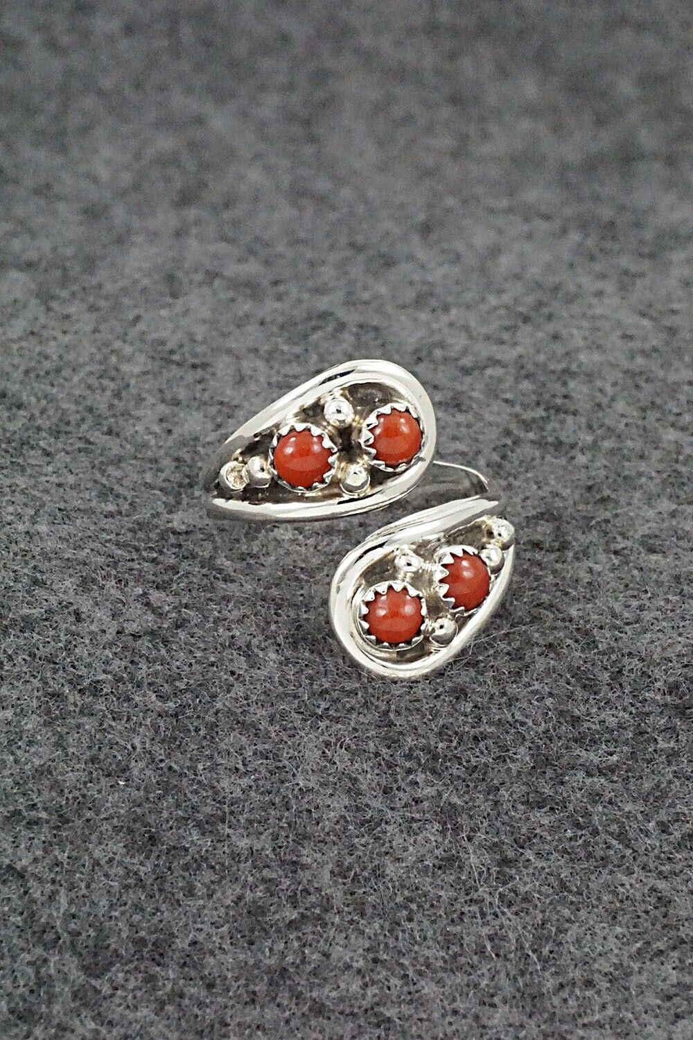 Coral & Sterling Silver Ring - Annette Chiquito - Size 10