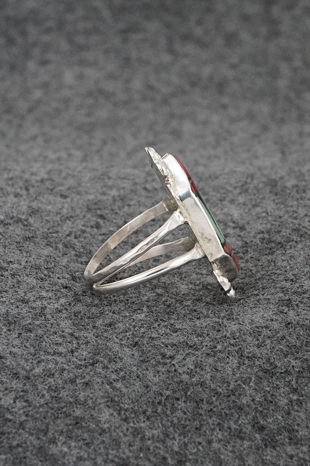 Multi-Stone & Sterling Silver Inlay Ring - Ola Eriacho - Size 7.5