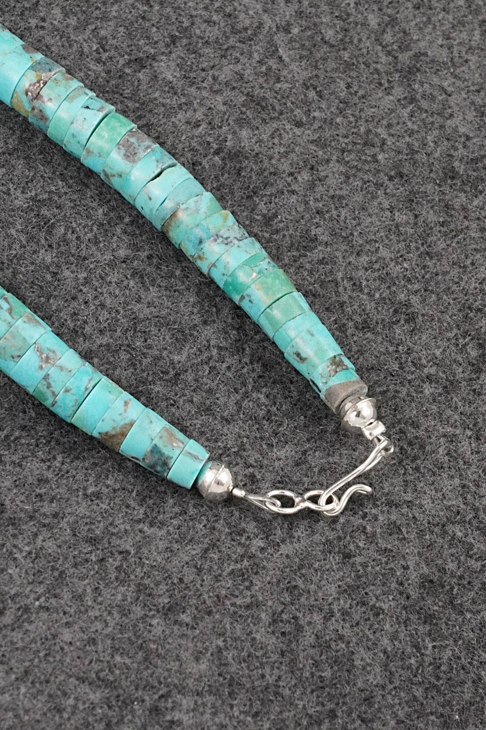 Turquoise, Spiny Oyster and Sterling Silver Necklace - Lupe Lovato