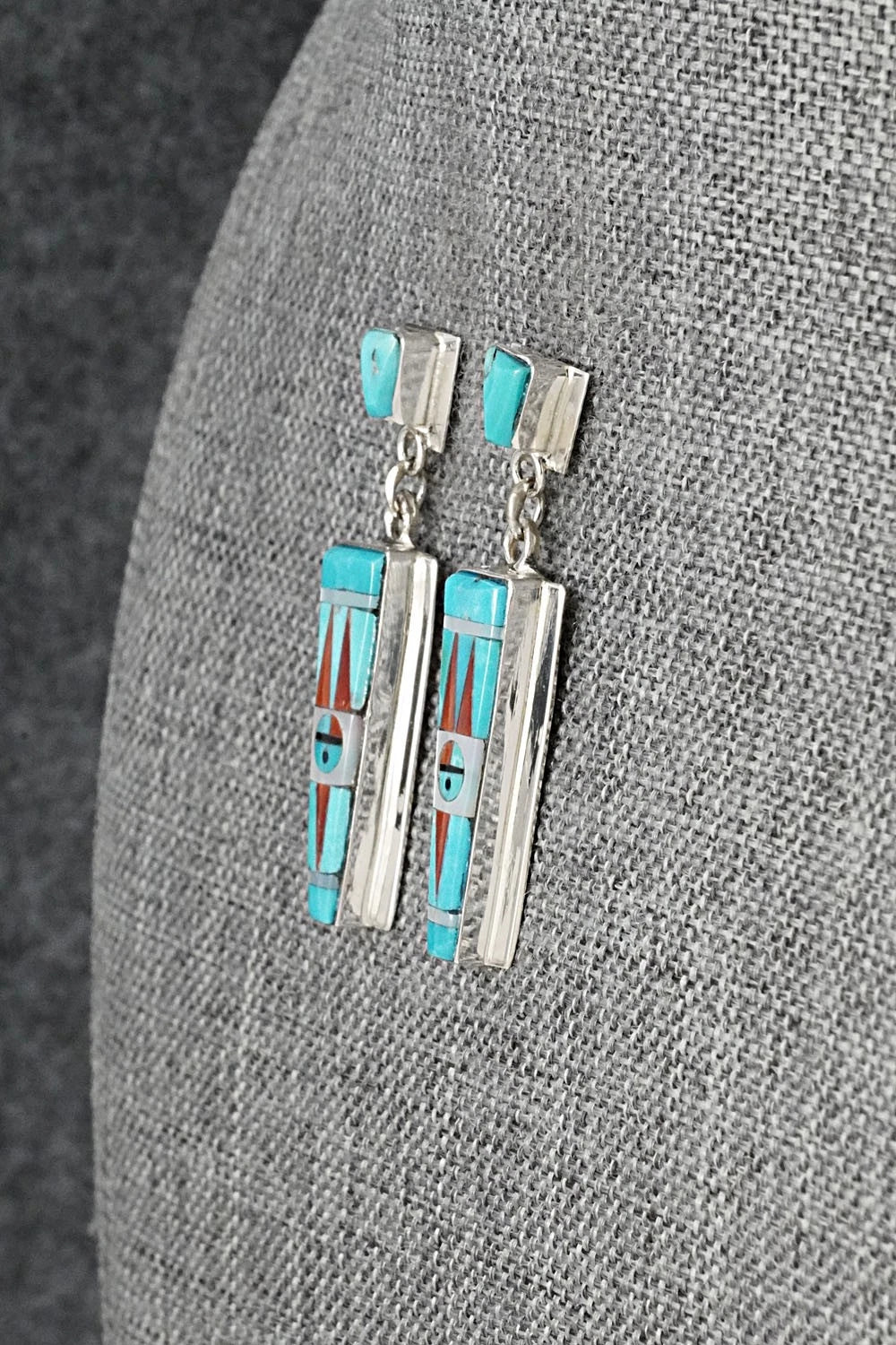 Multi-Stone & Sterling Silver Inlay Earrings - Rayland Edaakie