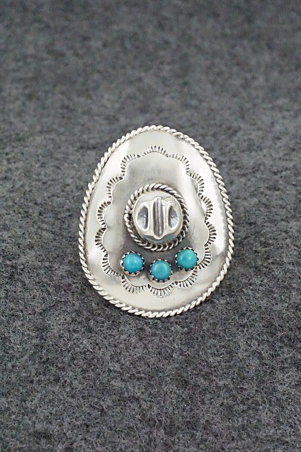 Turquoise & Sterling Silver Ring - Bobby Platero - Size 6.5