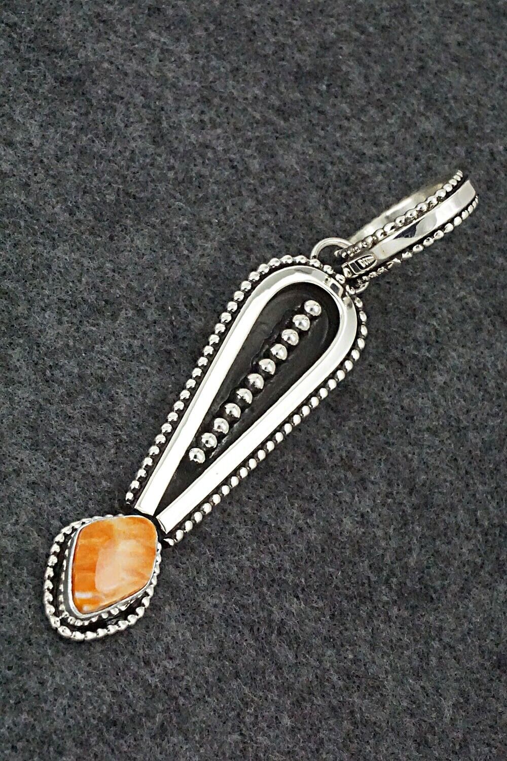 Spiny Oyster & Sterling Silver Pendant - Jonathan Nez