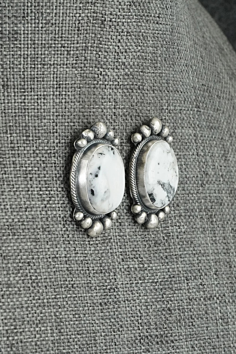 White Buffalo & Sterling Silver Squash Blossom Set - Darrin Livingston