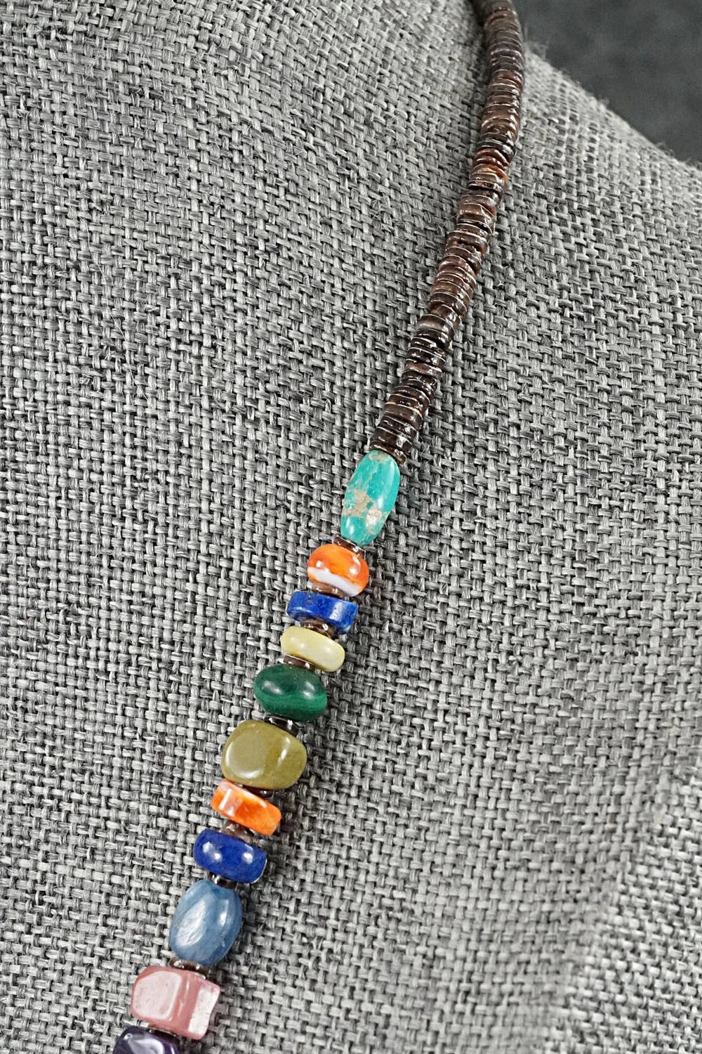Multi-Stone & Sterling Silver Necklace 18"- Helen Tsosie