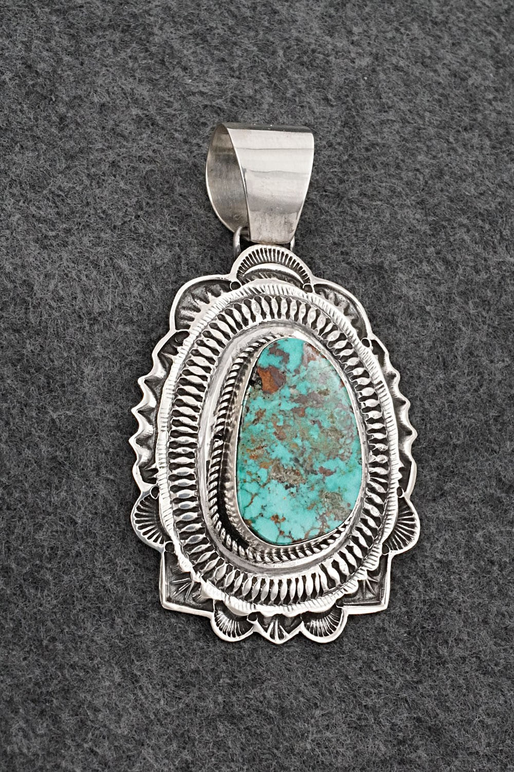 Turquoise & Sterling Silver Pendant - Leonard Maloney
