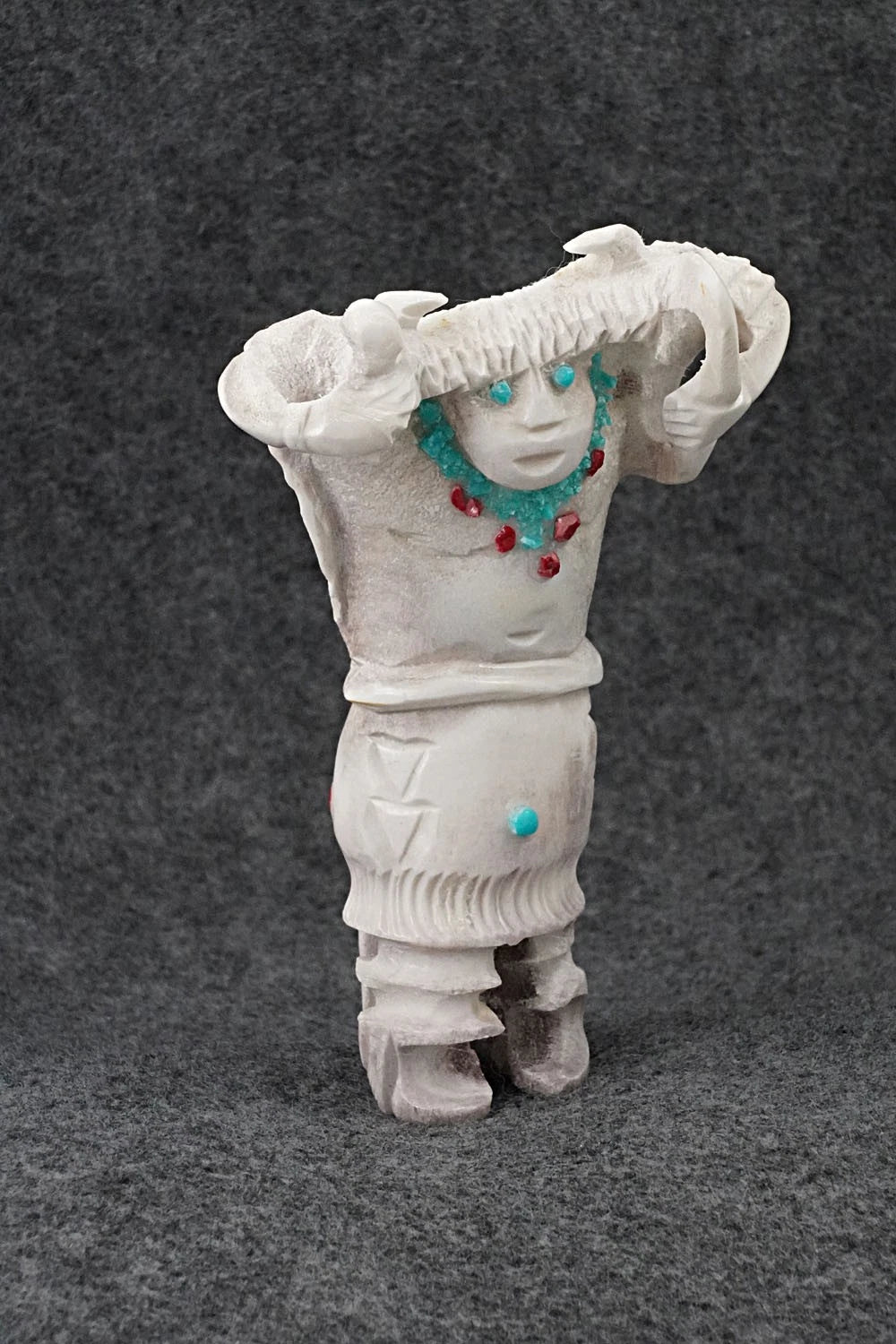 Buffalo Dancer Zuni Fetish Carving - Marlon Lowsayate