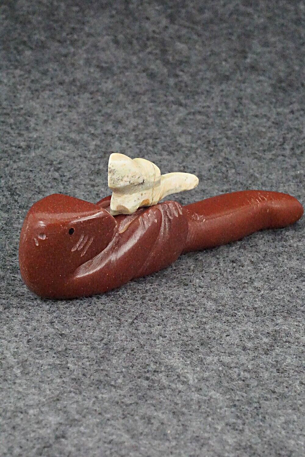 Otter with Pup Zuni Fetish Carving - Justin Red Elk