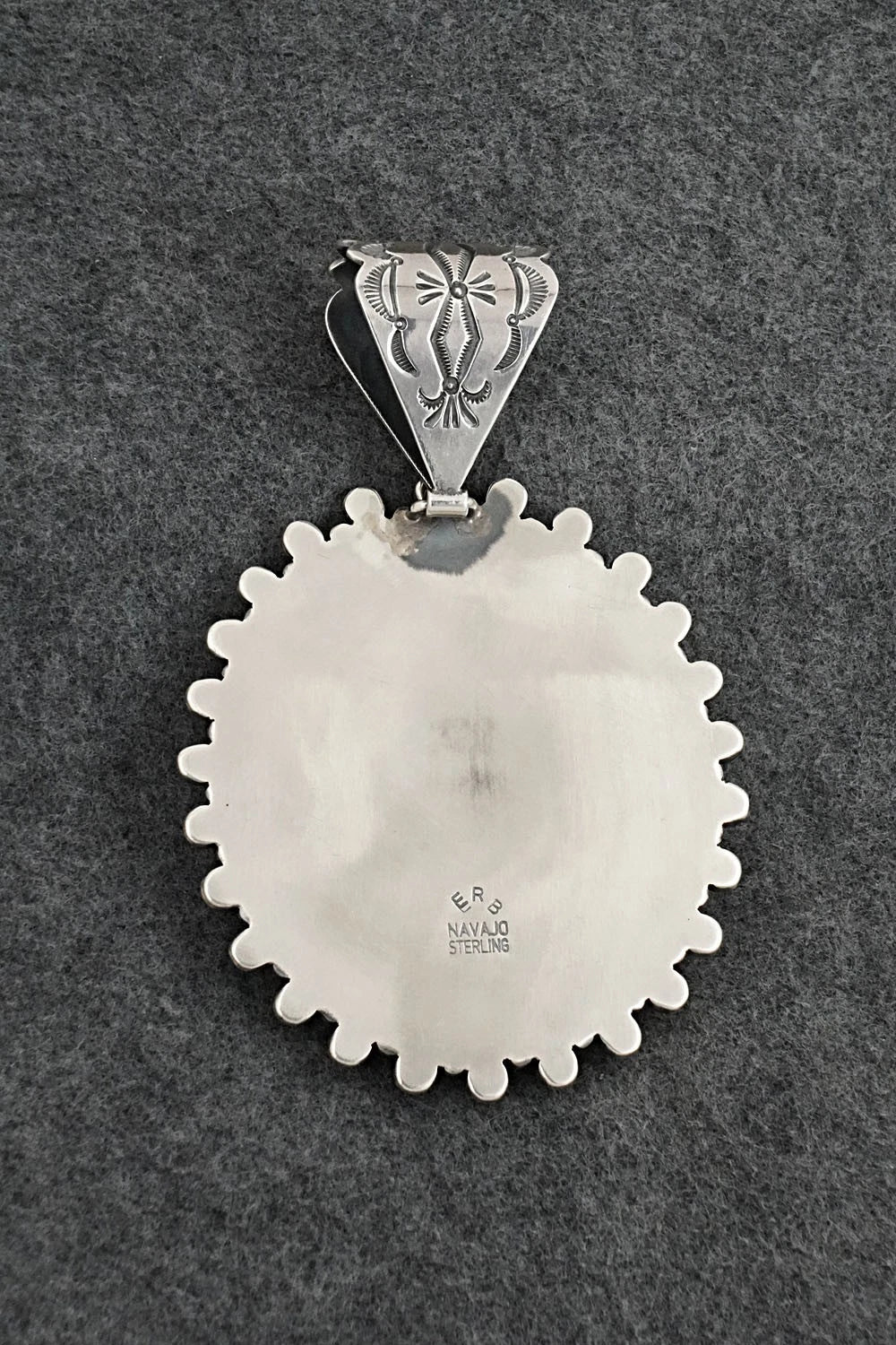 Turquoise, Coral & Sterling Silver Pendant - Ernest Begay
