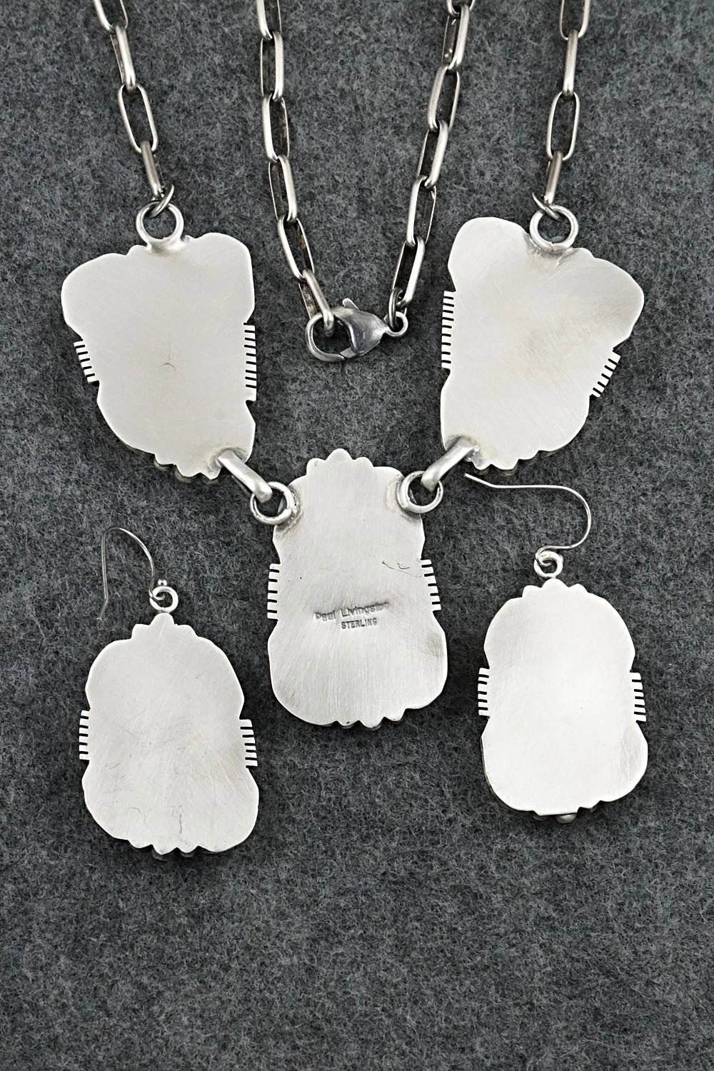 Turquoise & Sterling Silver Necklace and Earrings Set - Paul Livingston