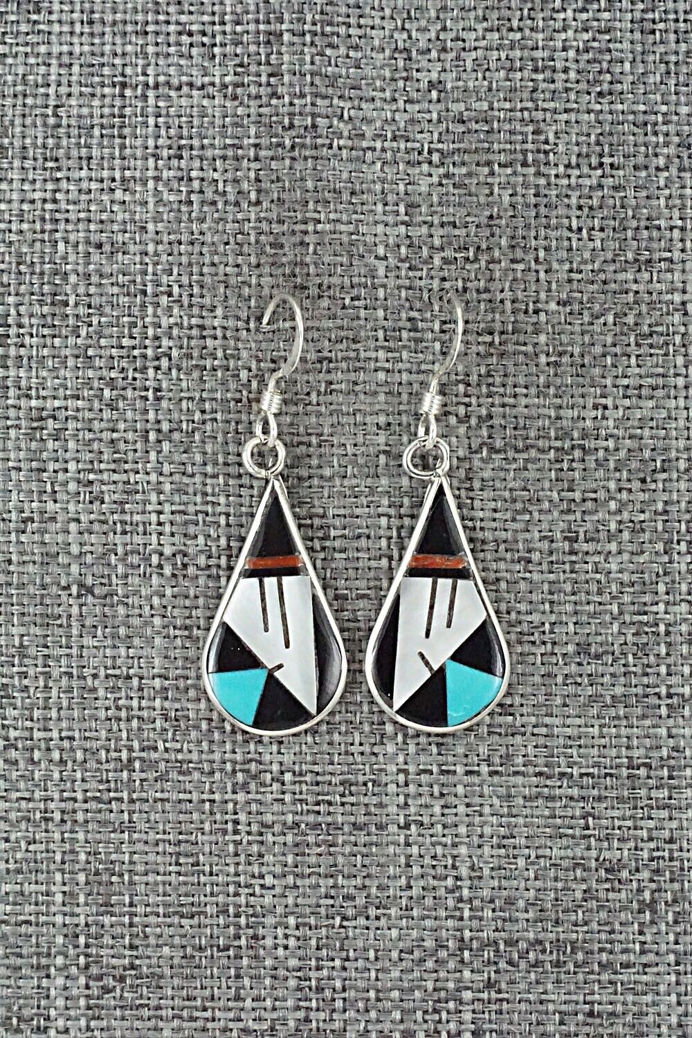 Multi Stone & Sterling Silver Inlay Earrings - Rhianna Kallestewa