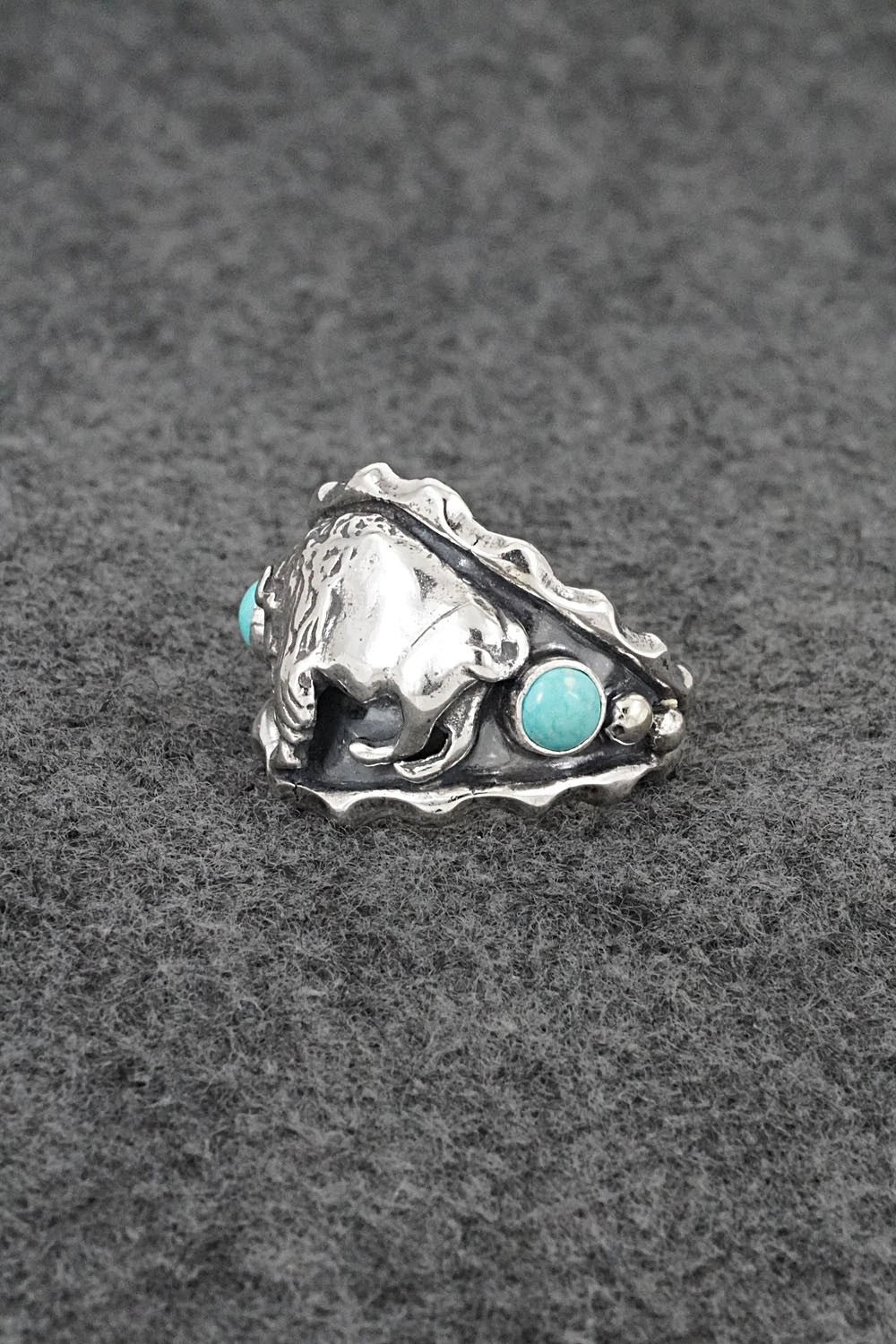Turquoise & Sterling Silver Ring - Genevieve Francisco - Size 11