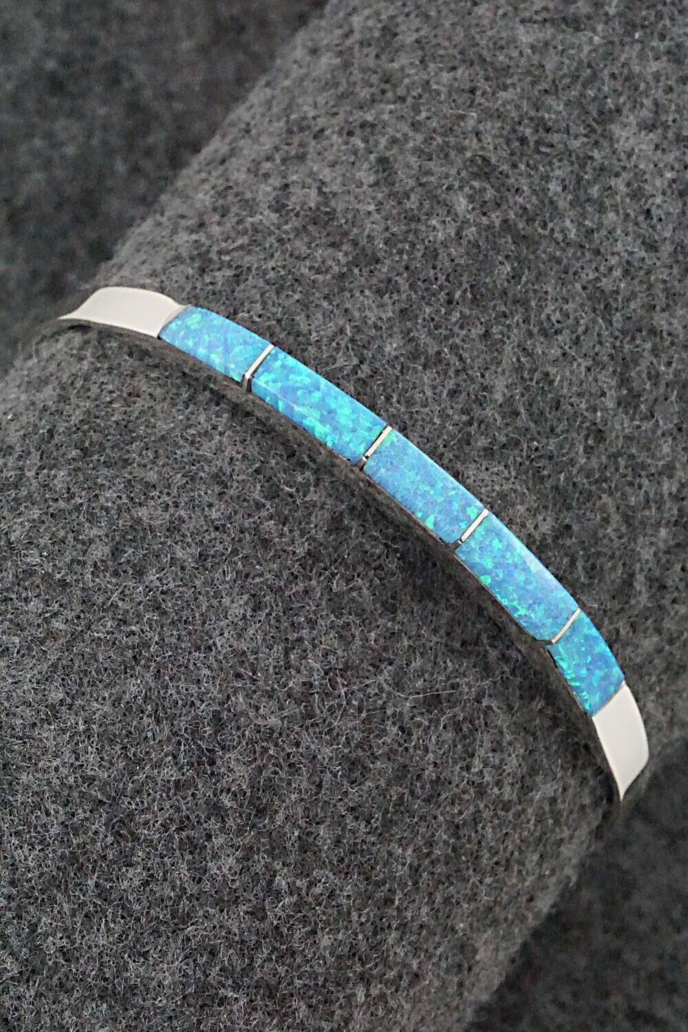 Opalite & Sterling Silver Inlay Bracelet - Phyllis Albert