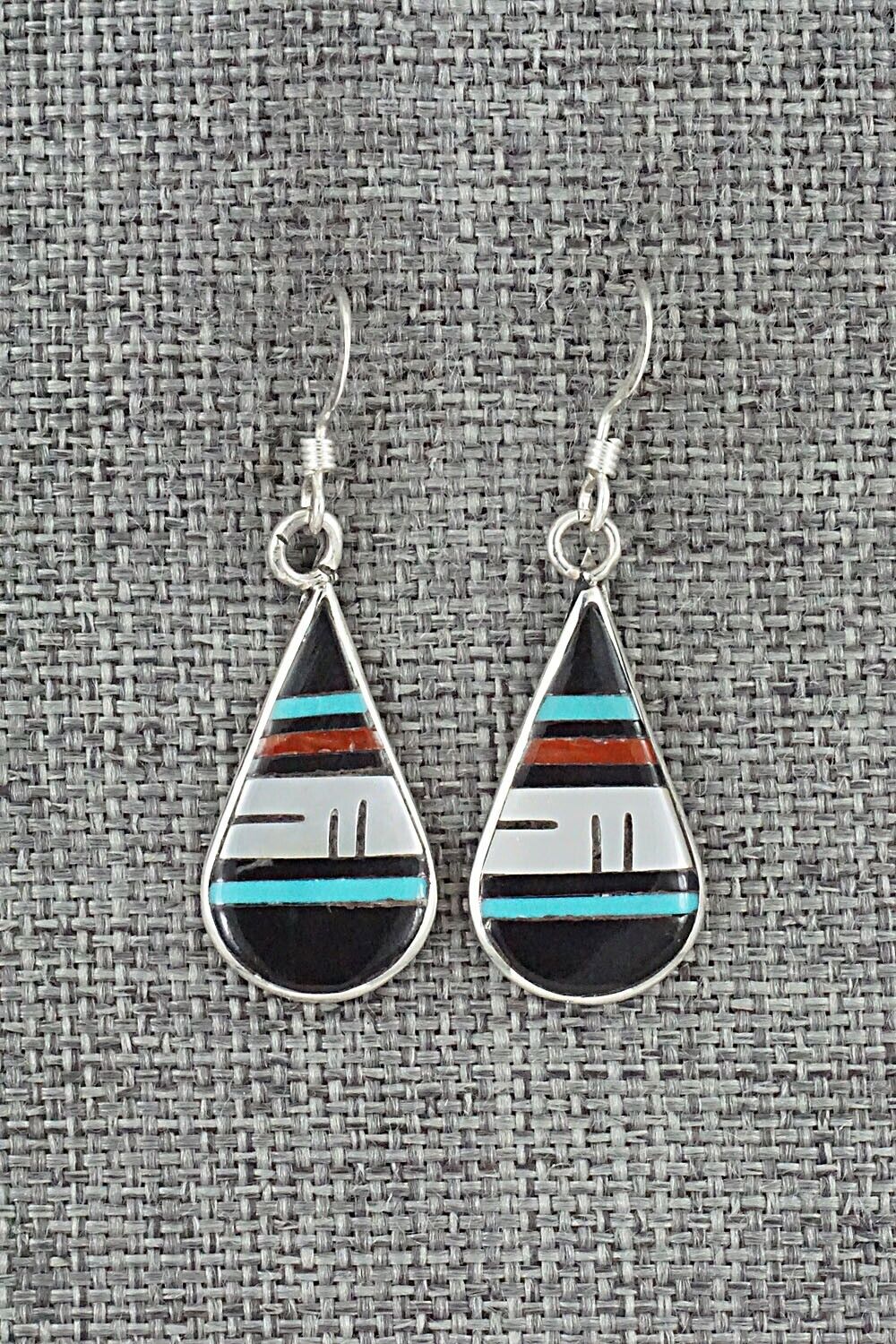 Multi Stone & Sterling Silver Inlay Earrings - Rhianna Kallestewa