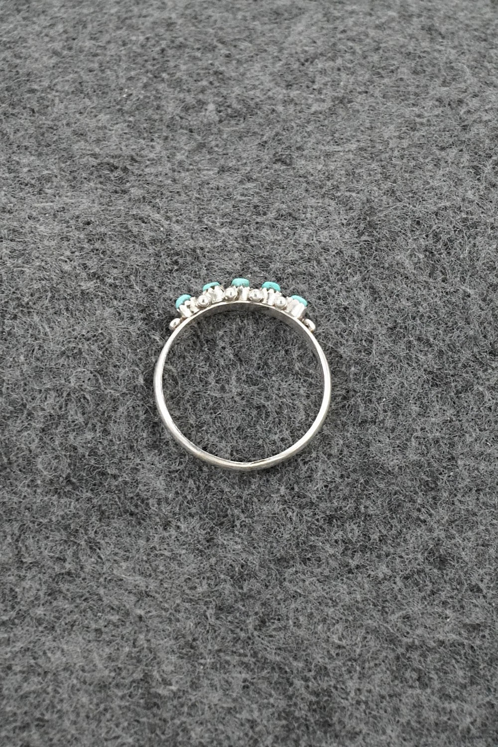 Turquoise & Sterling Silver Ring - April Haloo - Size 8.5