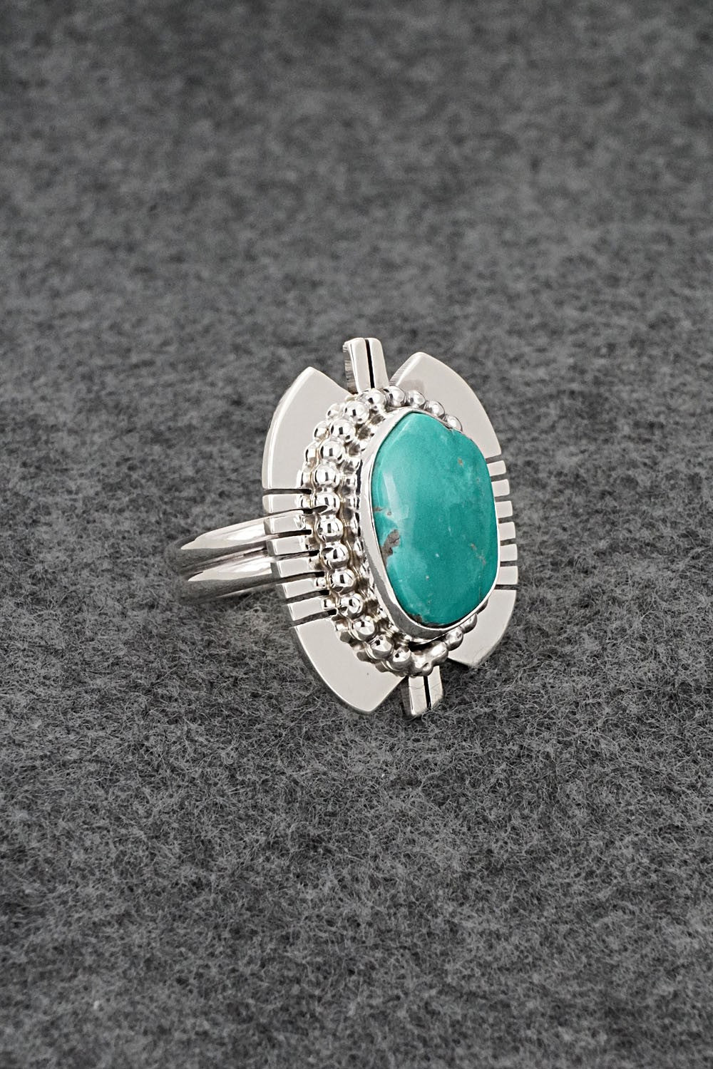 Turquoise & Sterling Silver Ring - Randy Billy - Size 9 Adj.