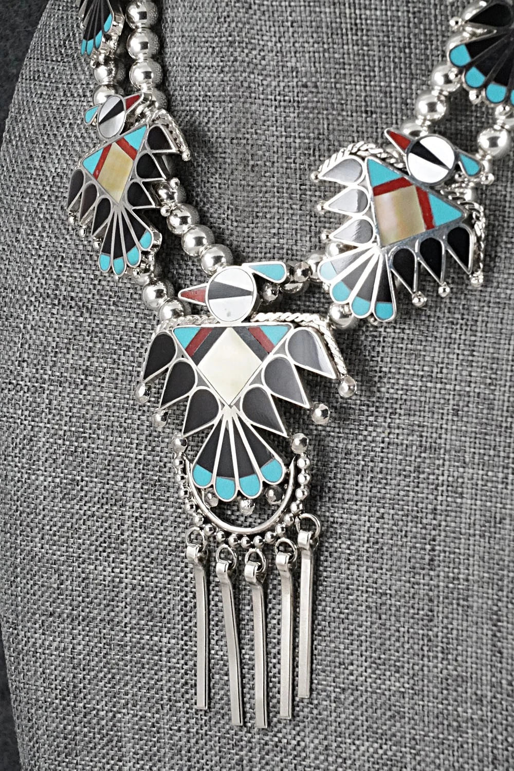 Multi-Stone & Sterling Silver Inlay Necklace Set - Adrian Wallace