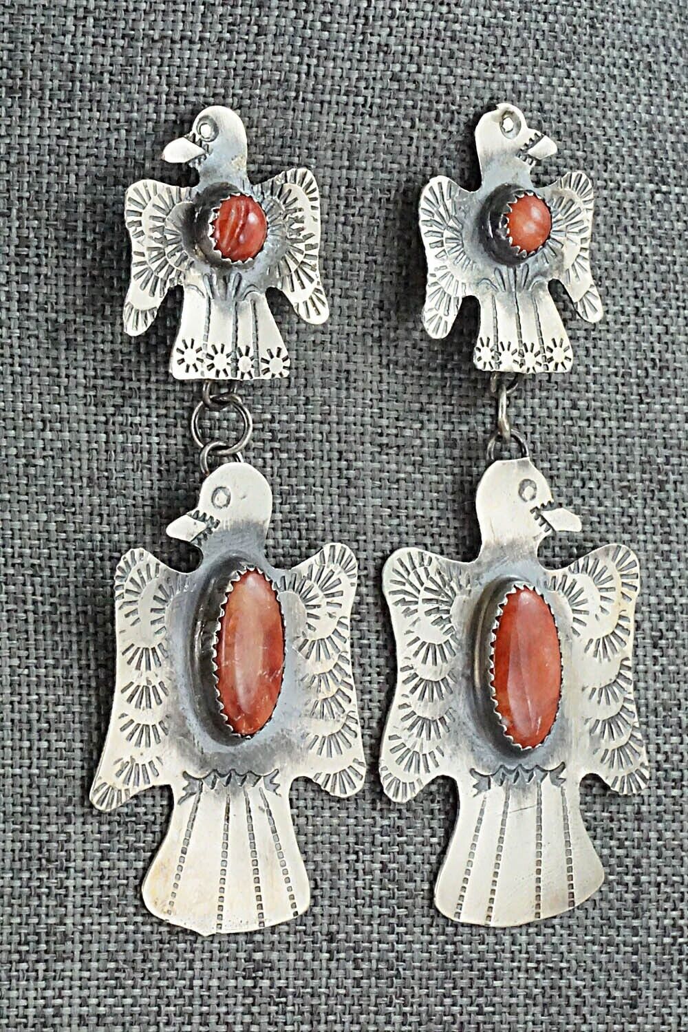 Spiny Oyster & Sterling Silver Earrings - Gabrielle Yazzie