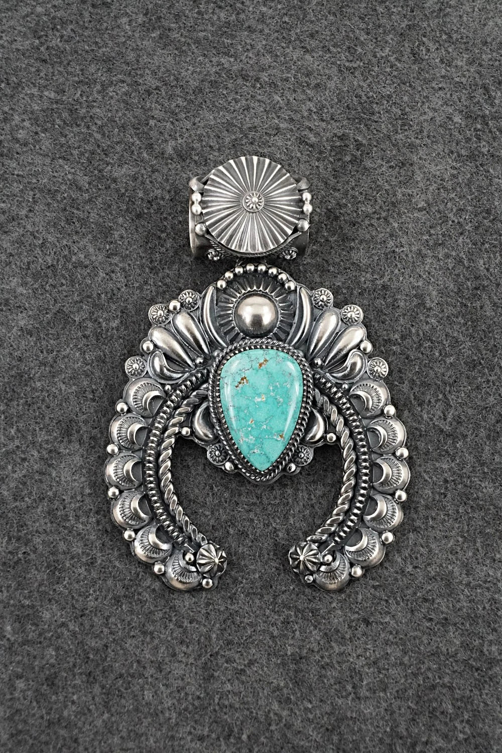 Turquoise & Sterling Silver Naja Pendant - Delbert Gordon