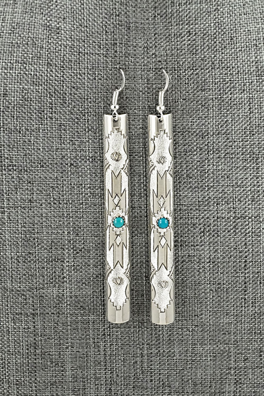 Turquoise & Sterling Silver Earrings - Zane Tahe