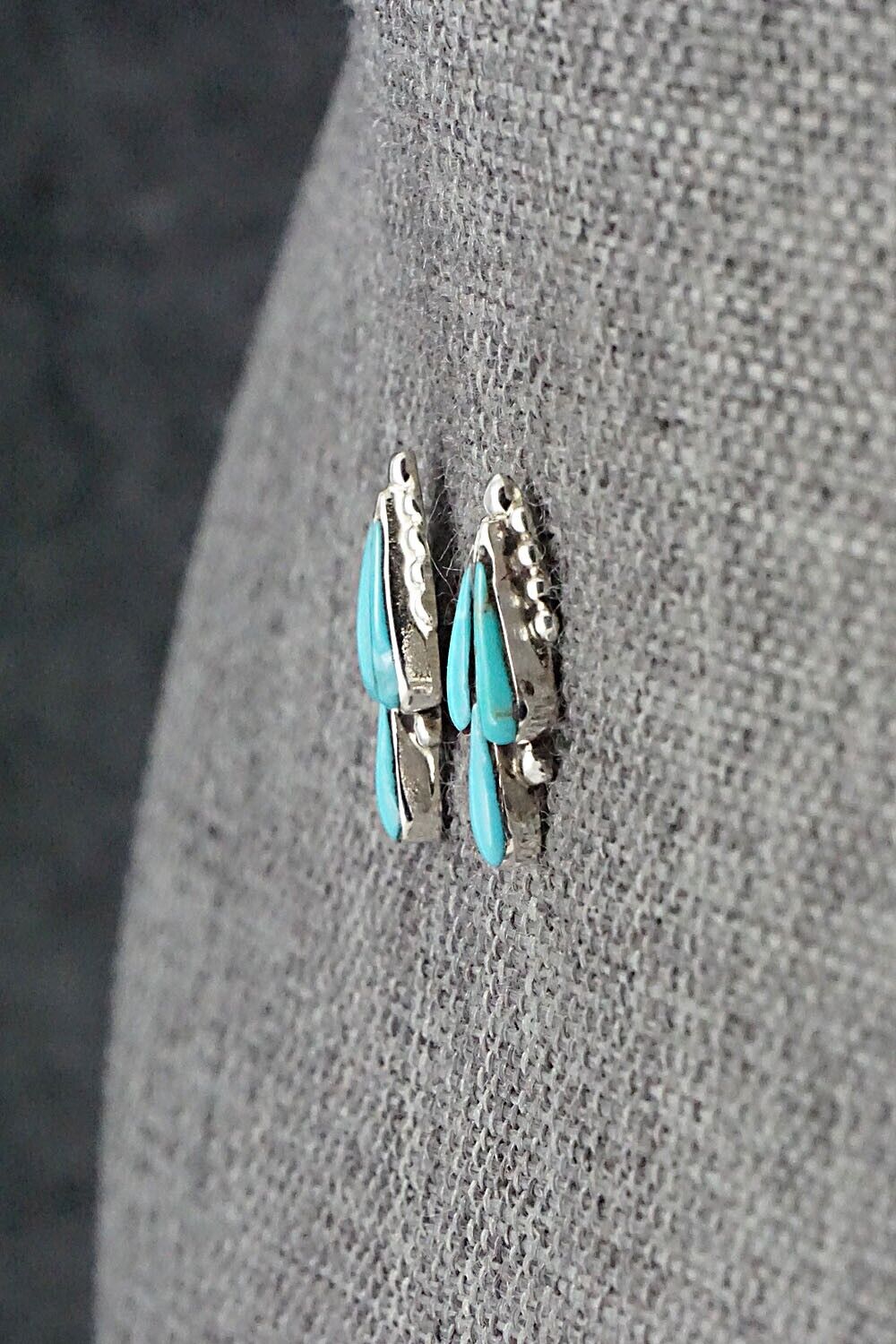 Turquoise & Sterling Silver Earrings - Vincent Hooee