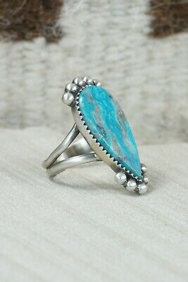 Navajo Turquoise and Sterling Silver Ring - Selina Warner - Size 7.75