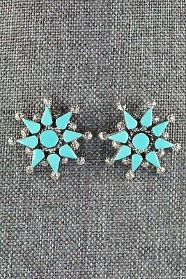 Turquoise and Sterling Silver Earrings - Merlinda Chavez - High Lonesome Trading