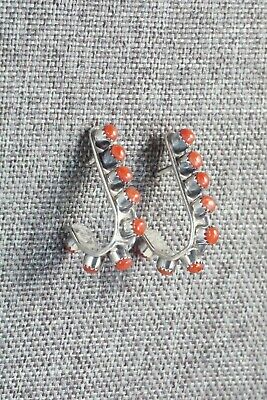 Coral & Sterling Silver Earrings - Rena Laate - High Lonesome Trading