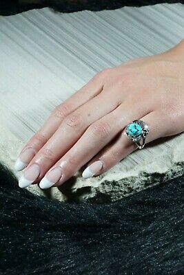 Navajo Turquoise and Sterling Silver Ring - Roberta Begay - Size 7 - High Lonesome Trading
