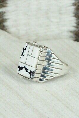 Inlay White Buffalo & Sterling Silver Ring - Ray Jack - Size 9.5 - High Lonesome Trading