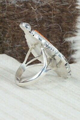 Spiny Oyster & Sterling Silver Ring - Daniel Benally - Size 7