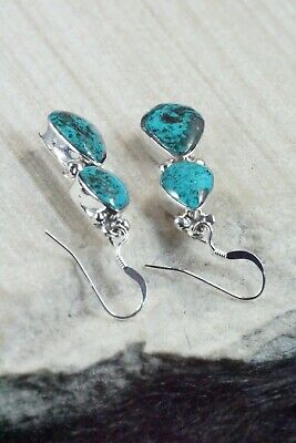 Navajo Turquoise & Sterling Silver Earrings - Irvin Tsosie