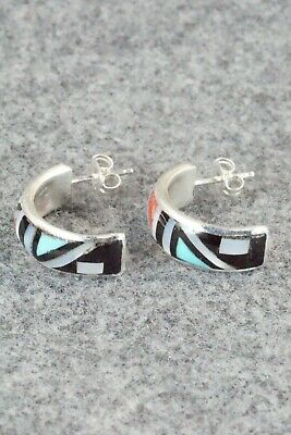 Multi Stone Inlay & Sterling Silver Earrings - Delberta Boone