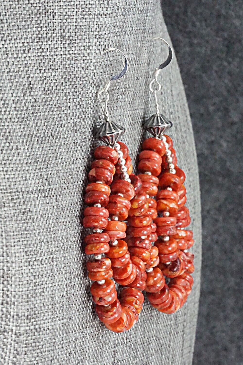 Spiny Oyster & Sterling Silver Earrings - Louise Joe