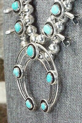 Turquoise & Sterling Silver Squash Blossom and Earrings - Phil Garcia