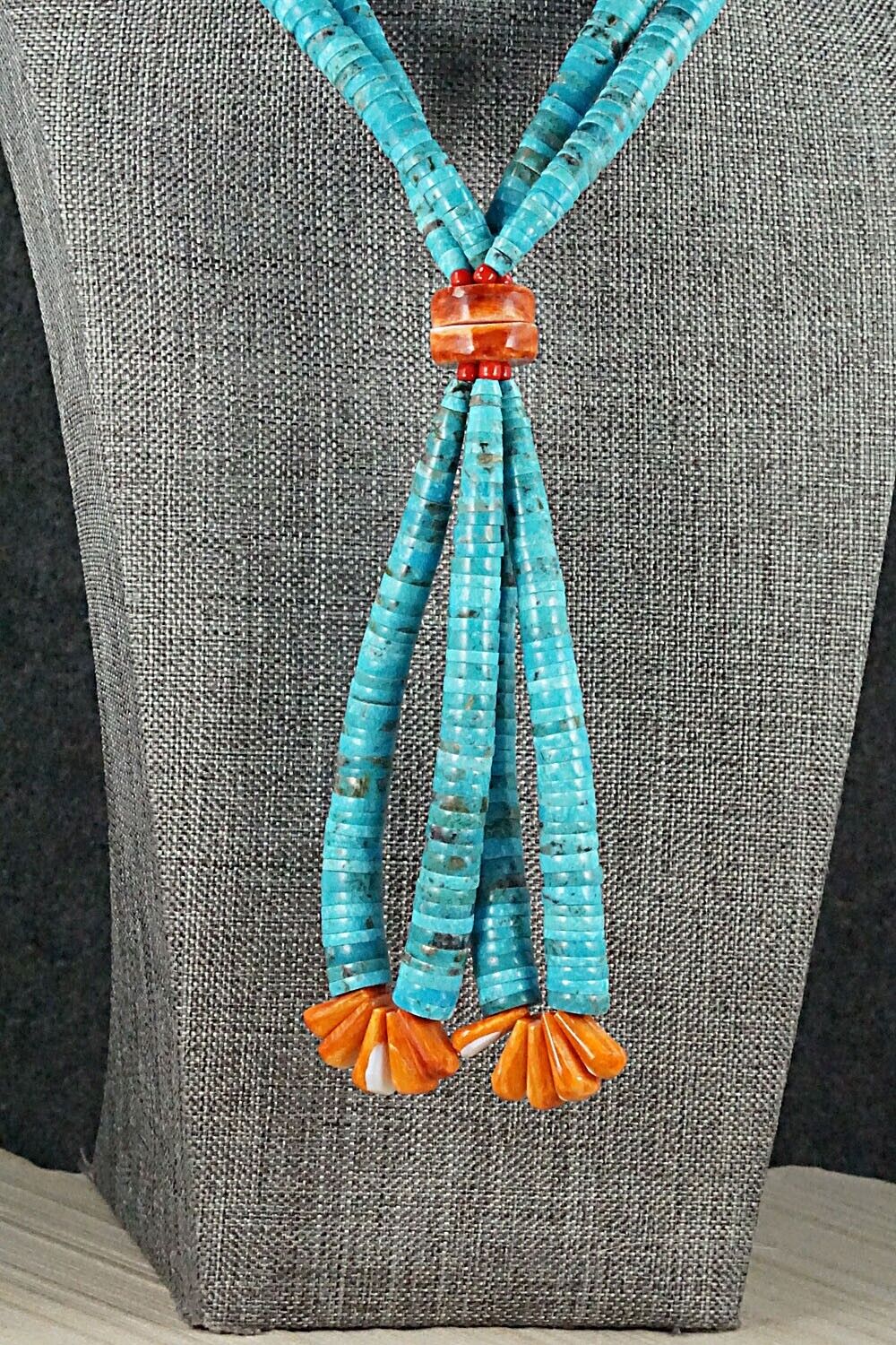 Turquoise & Spiny Oyster Necklace - Lupe Lovato