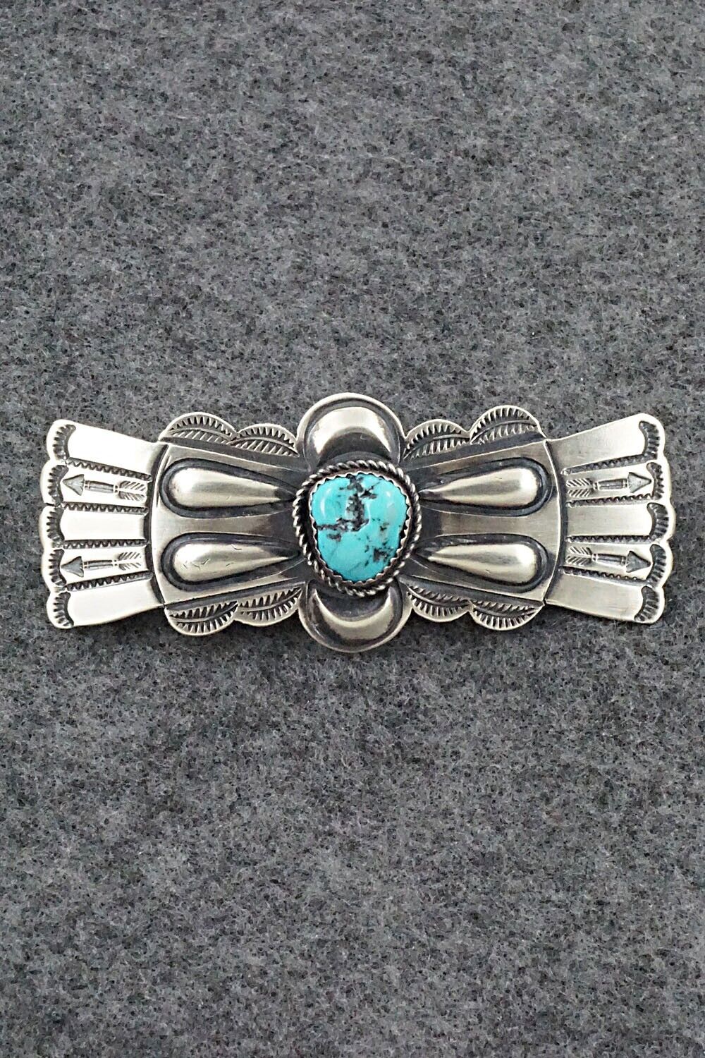Turquoise & Sterling Silver Hair Barrette - Martha Cayatineto