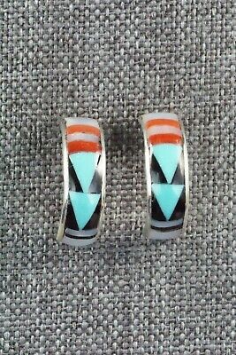 Multi Stone Inlay & Sterling Silver Earrings - Delberta Boone