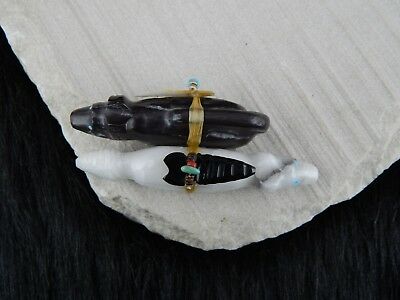 Wolf & Bear Zuni Fetish Carving - Peter Gasper - High Lonesome Trading