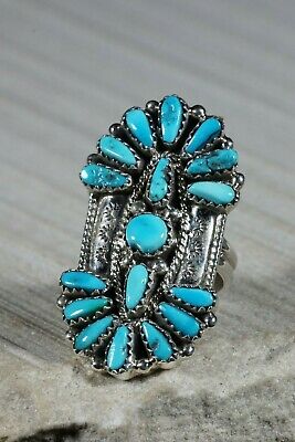 Navajo Turquoise and Sterling Silver Ring - Donovan Wilson - Size 7.5 - High Lonesome Trading