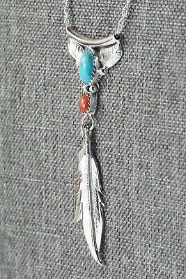 Turquoise, Coral & Sterling Silver Necklace - Sharon McCarthy