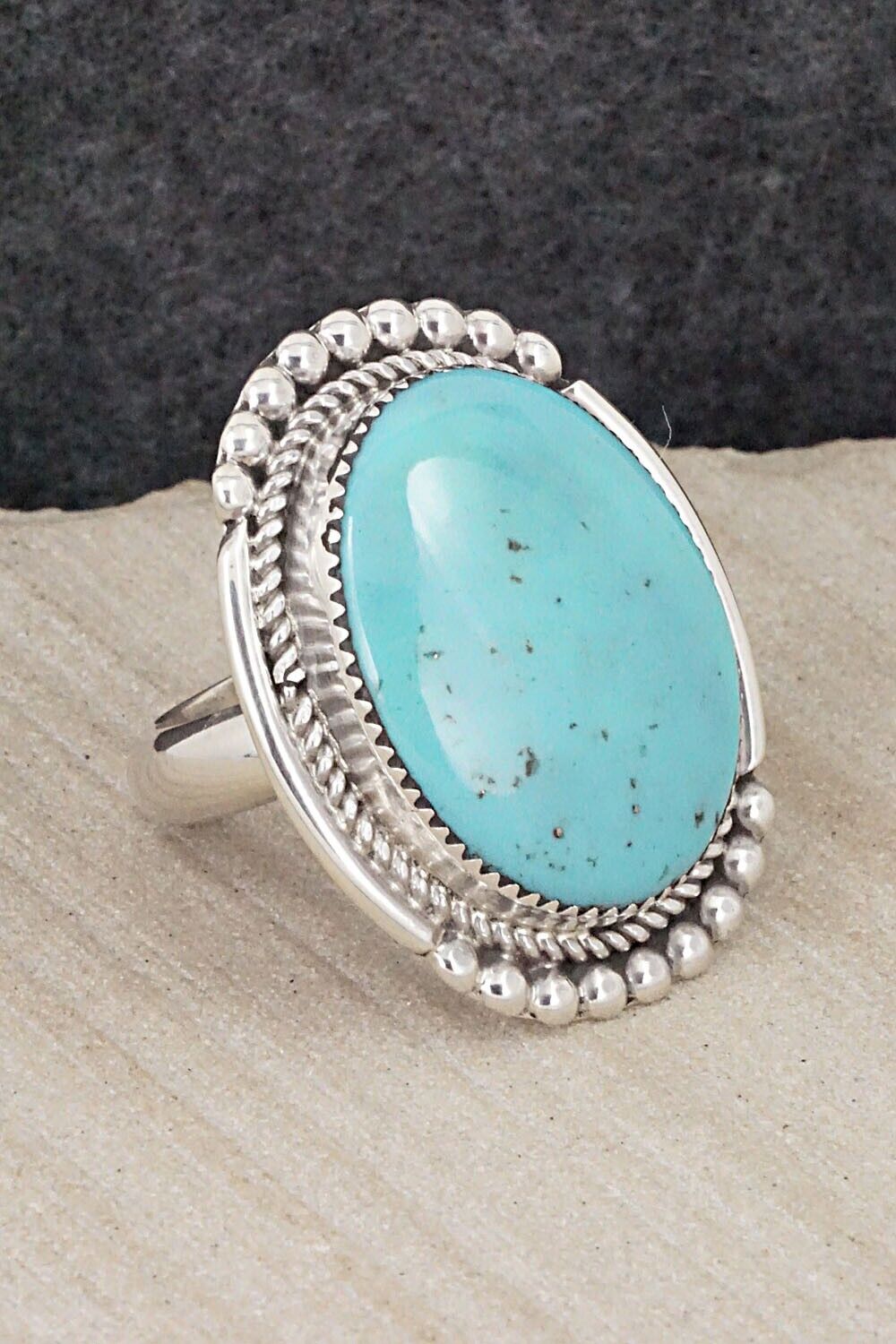 Turquoise & Sterling Silver Ring - Kenny Calavaza - Size 10